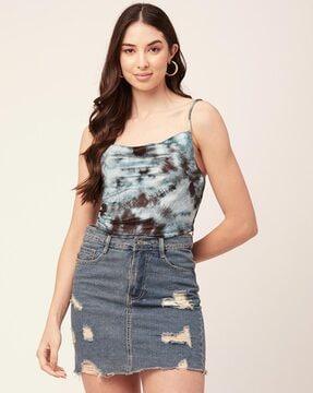 tie & dye sleeveless blousons top