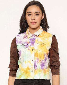 tie & dye sleeveless jacket