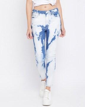 tie & dye slim-fit jeans