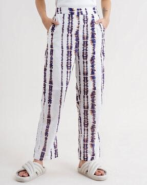 tie & dye straight fit flat-front pants