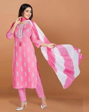 tie & dye straight kurta set