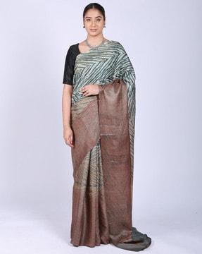 tie & dye tussar silk saree