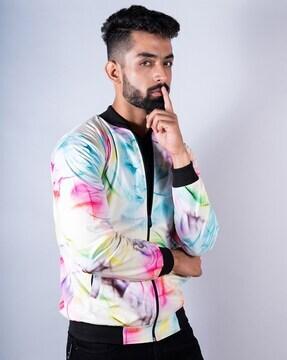 tie & dye zip-front bomber jacket