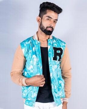 tie & dyed bomber button-front jacket