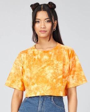 tie & dyed round-neck  t-shirt