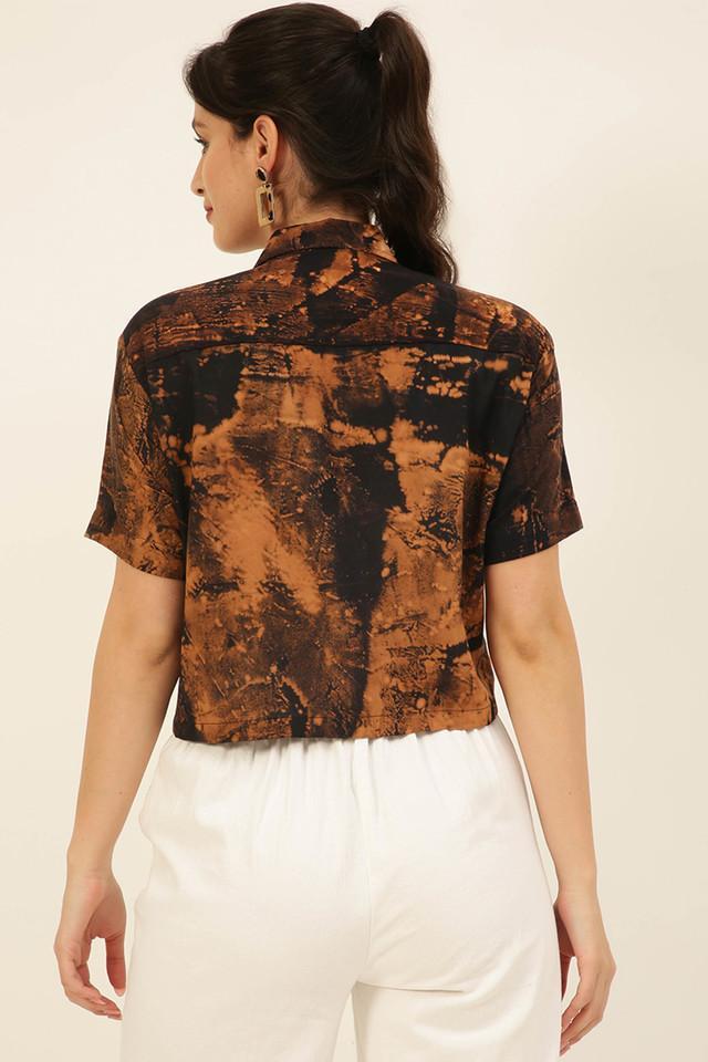 tie _ dye collared modal womens casual wear shirt