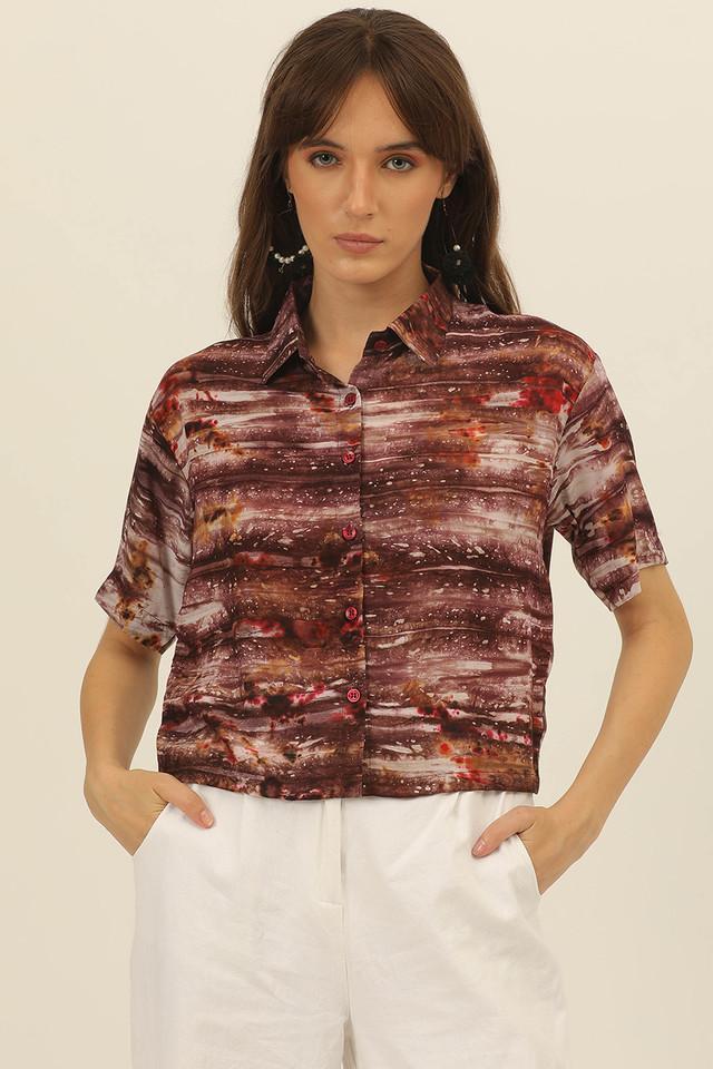 tie _ dye collared modal womens casual wear shirt