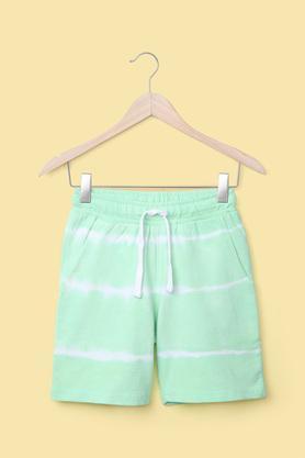 tie and dye cotton regular fit boy's shorts - green