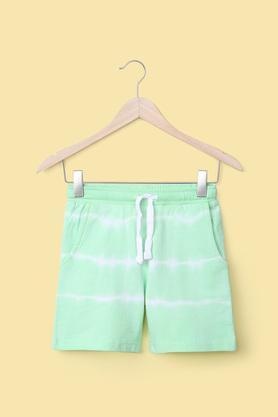 tie and dye cotton regular fit boy's shorts - green