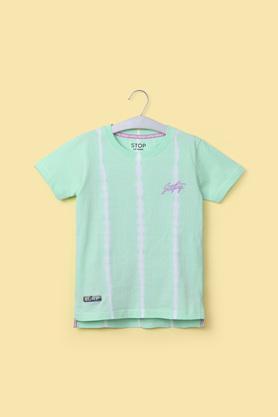 tie and dye cotton round neck boy's t-shirt - green