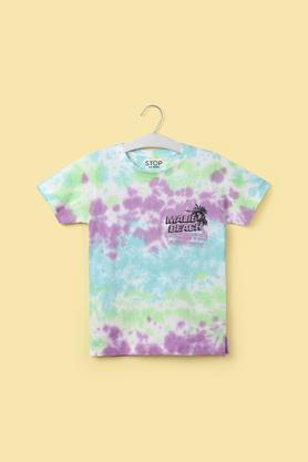 tie and dye cotton round neck boy's t-shirt - lilac