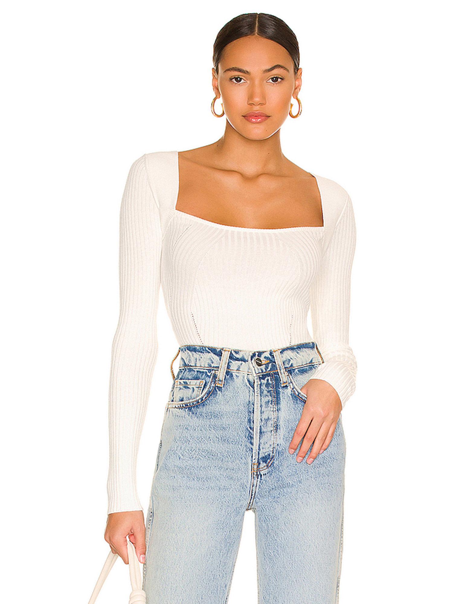 tie back fitted rib sweater