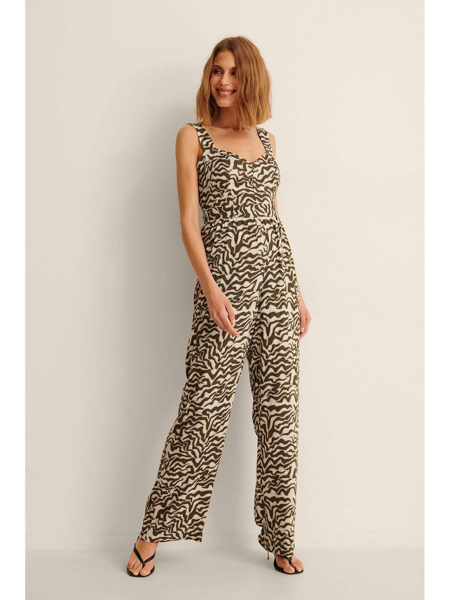 tie back jumpsuit-zebra beige