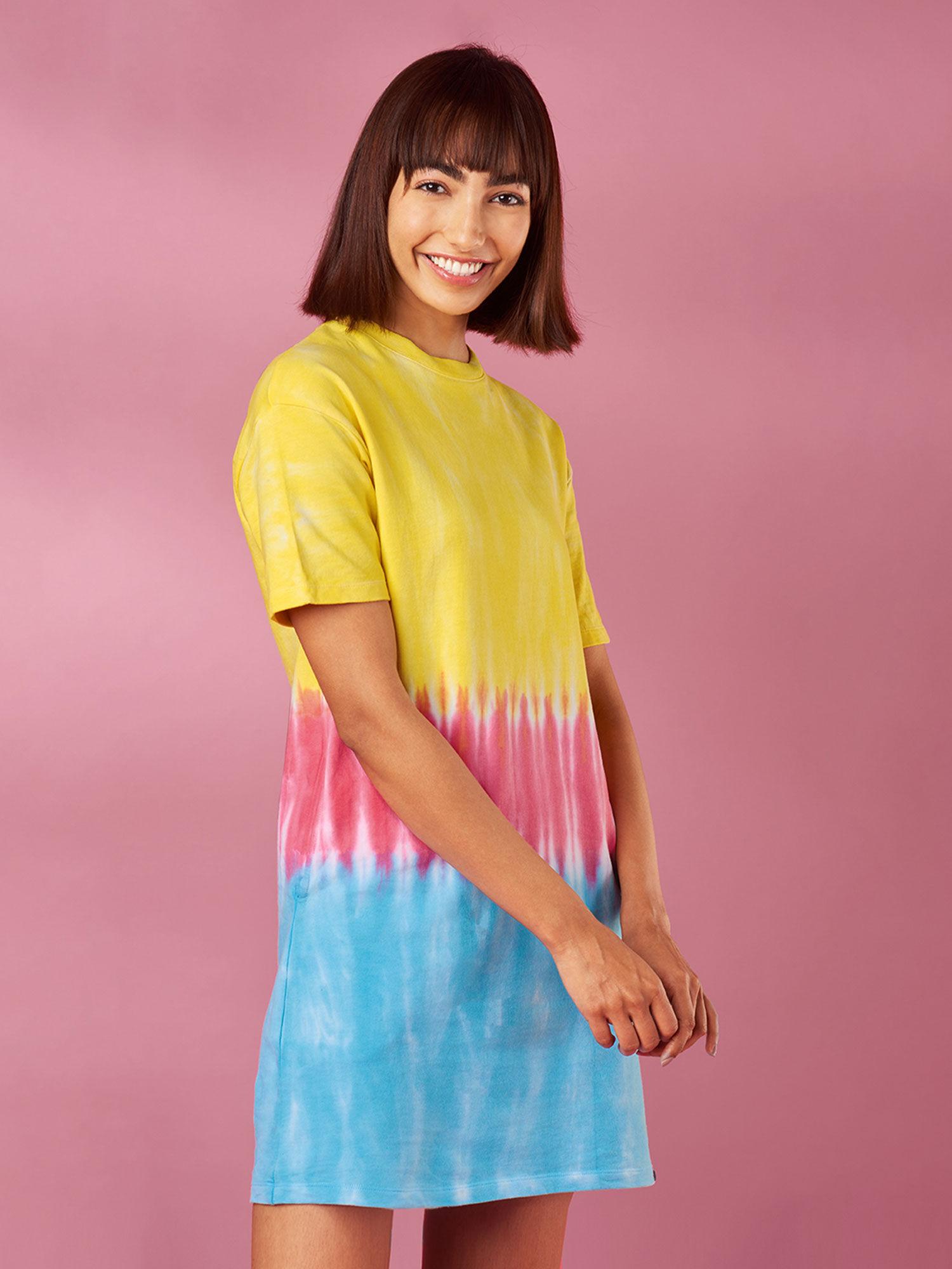 tie dye: colourful ombre oversized t-shirt dresses