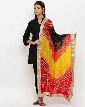 tie-dye bandhej dupatta with embellished border