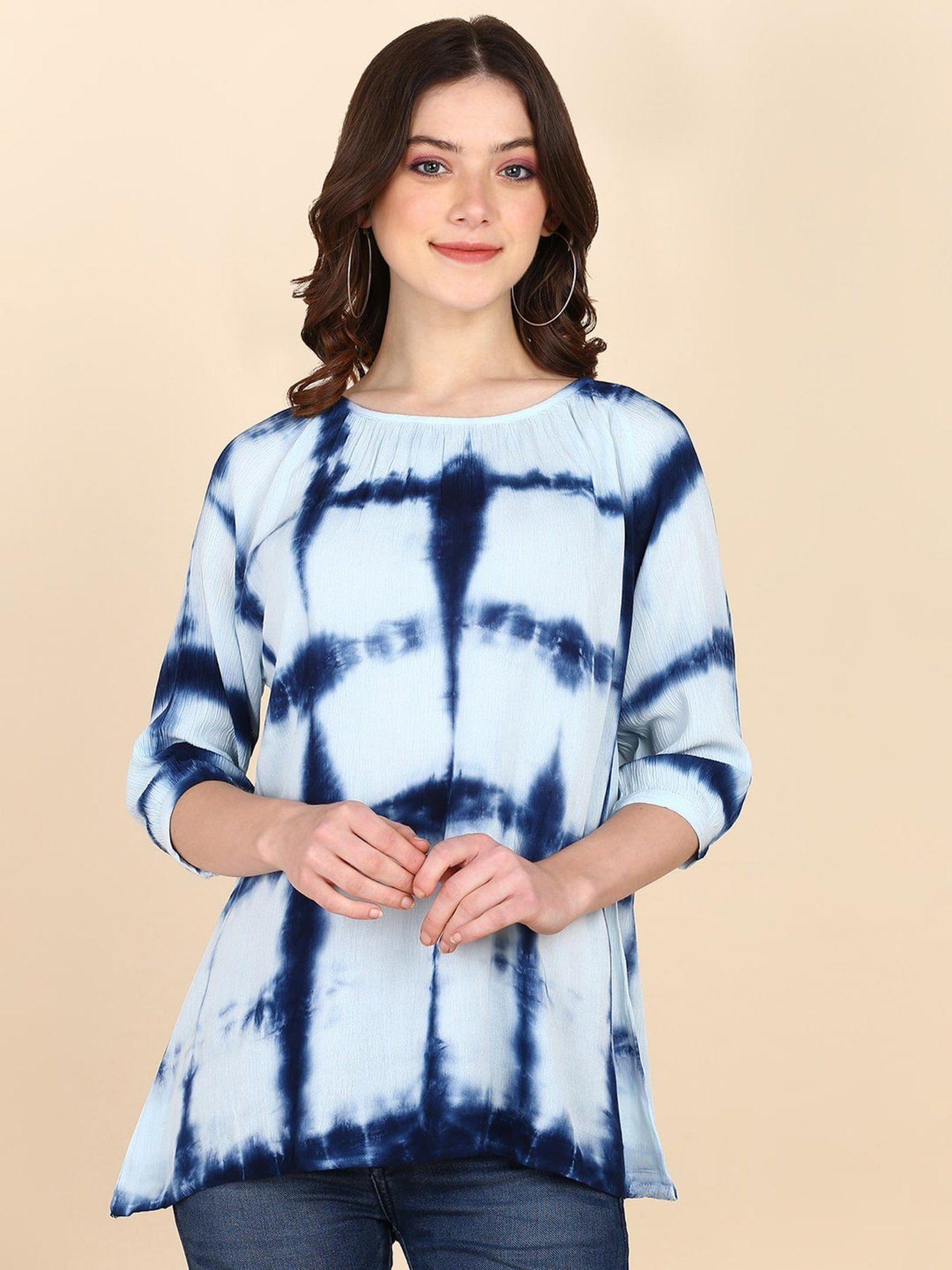 tie dyed round neck rayon crepe top