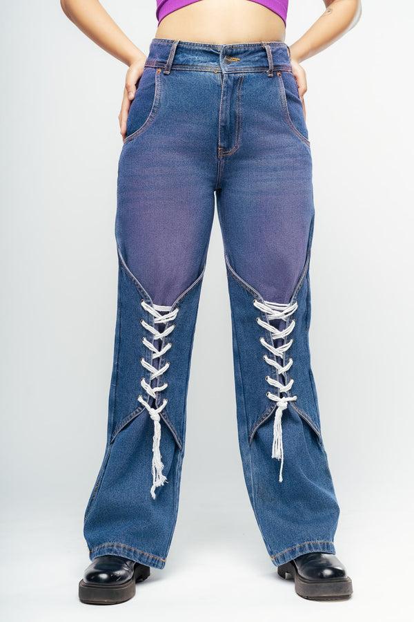 tie up rosette jeans