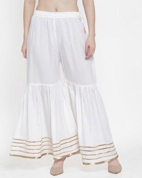 tie-up sharara with striped hem