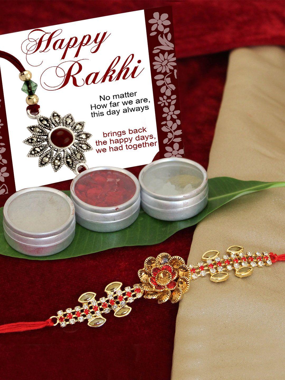tied ribbons embellished rakhi set