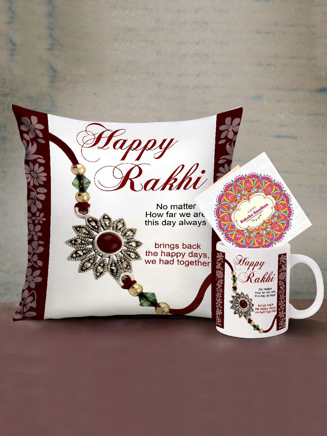tied ribbons multicoloured printed rakhi gift set