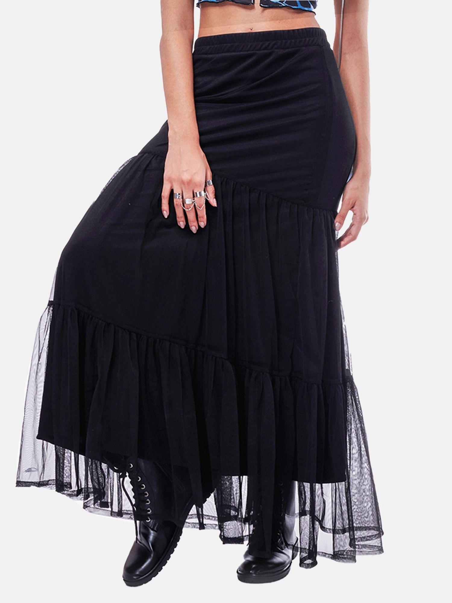 tier mesh maxi skirt