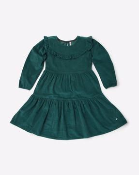 tiered fit & flare dress with keyhole back