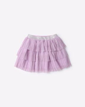 tiered tulle skirt with elasticated waist