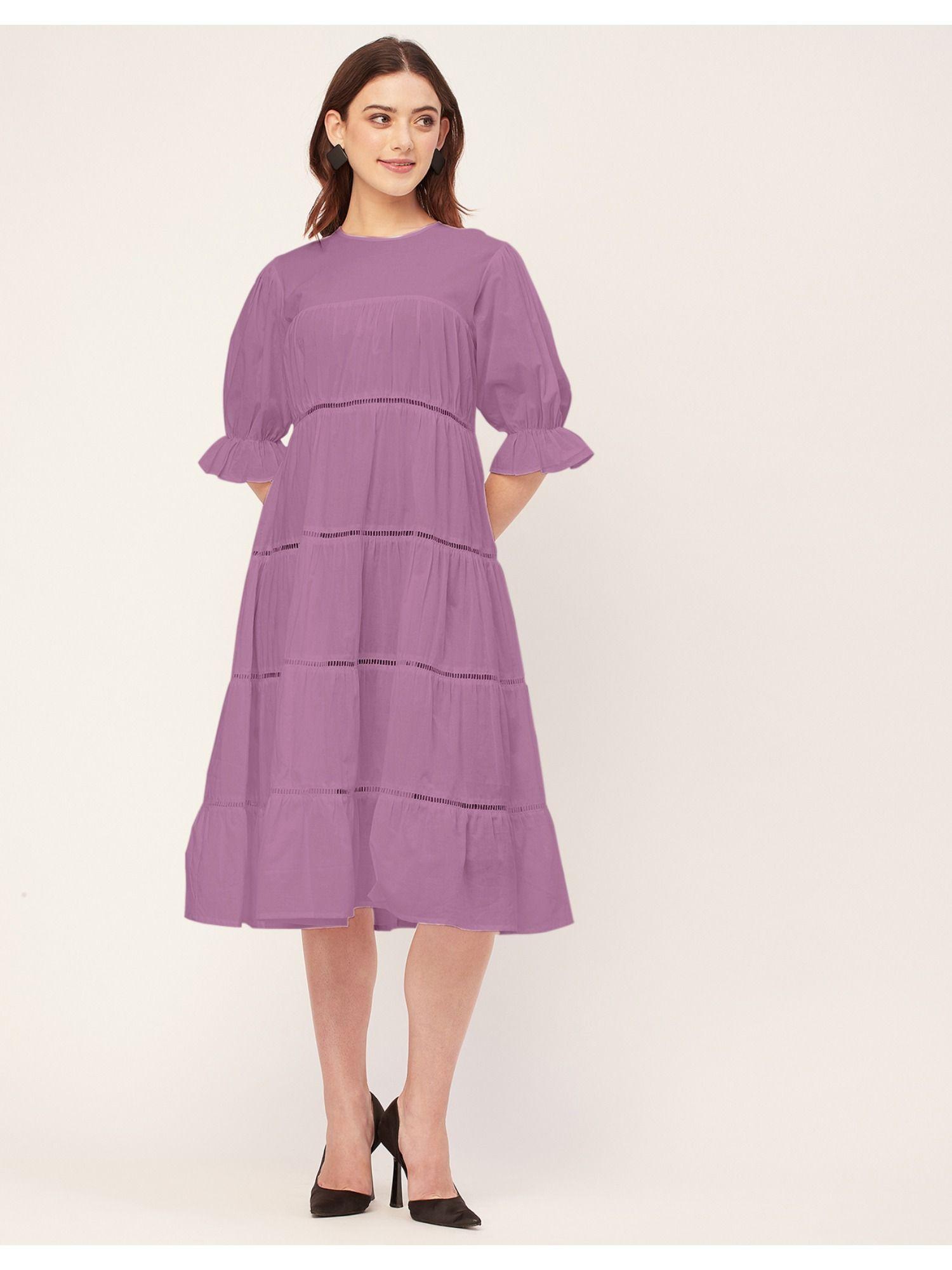 tiered cotton casual half sleeves dress