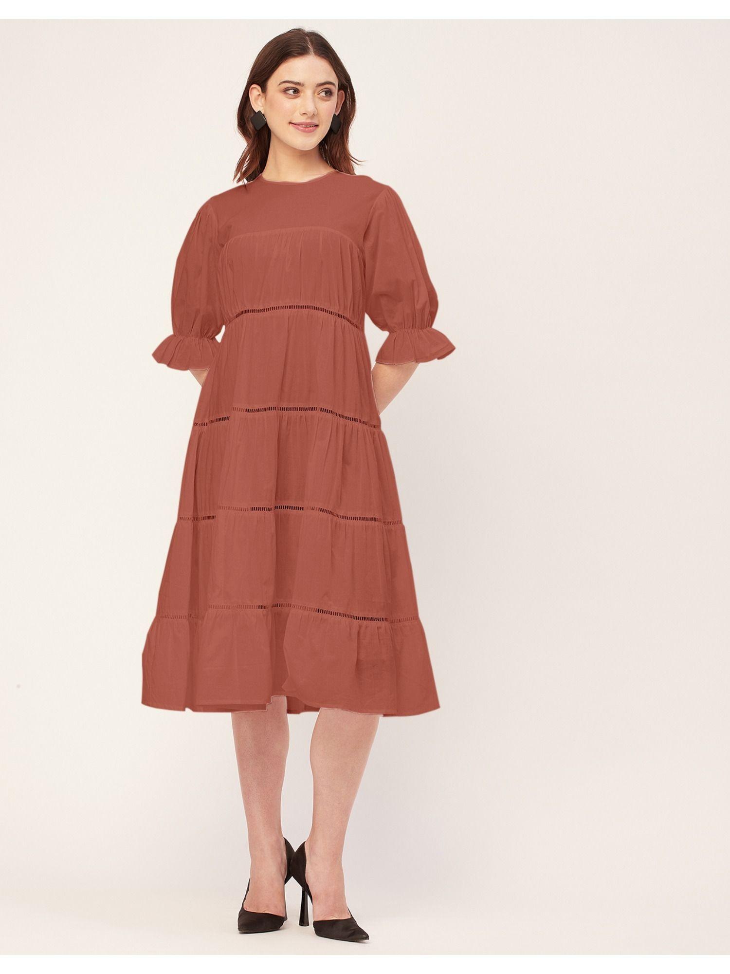 tiered cotton casual half sleeves dress