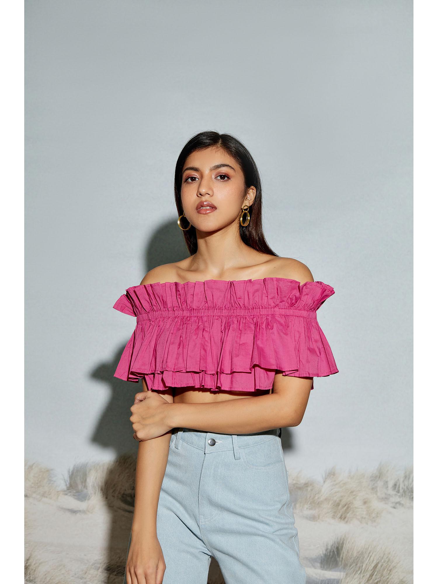 tiered crop top with ruffles