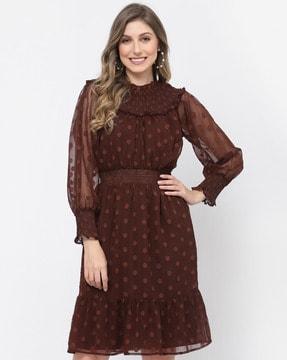 tiered dress with puff sleeves