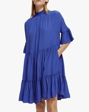 tiered dress with ruffled sleeves