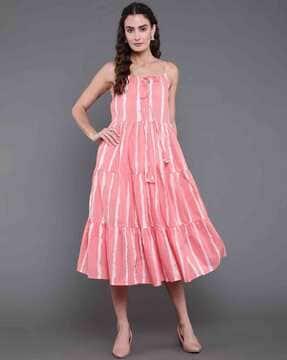 tiered dress with square-neck