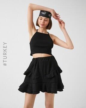 tiered skirt with elasticated waist