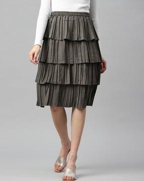 tiered skirt with elasticated waistband