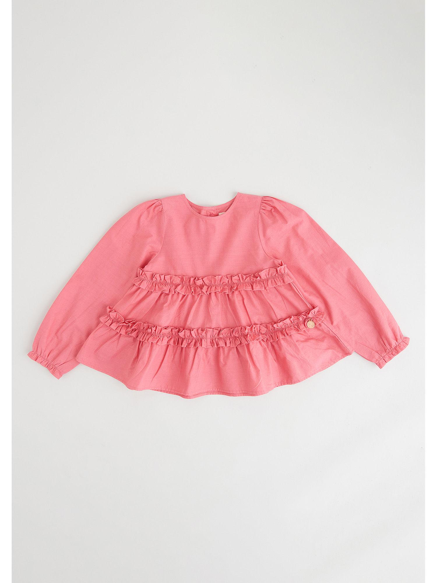 tiered smock top - coral