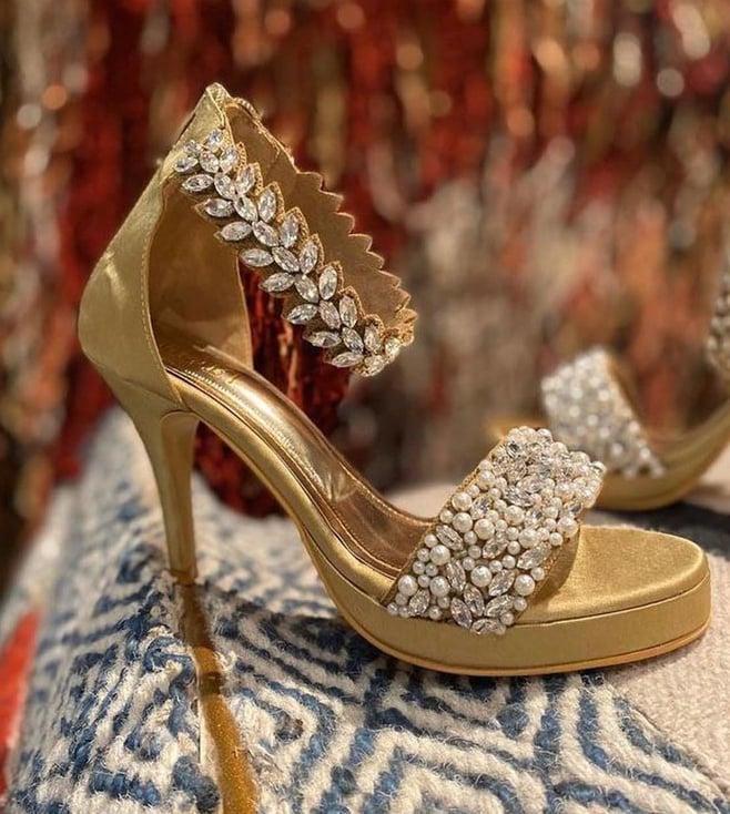 tiesta gold pearl bride heels