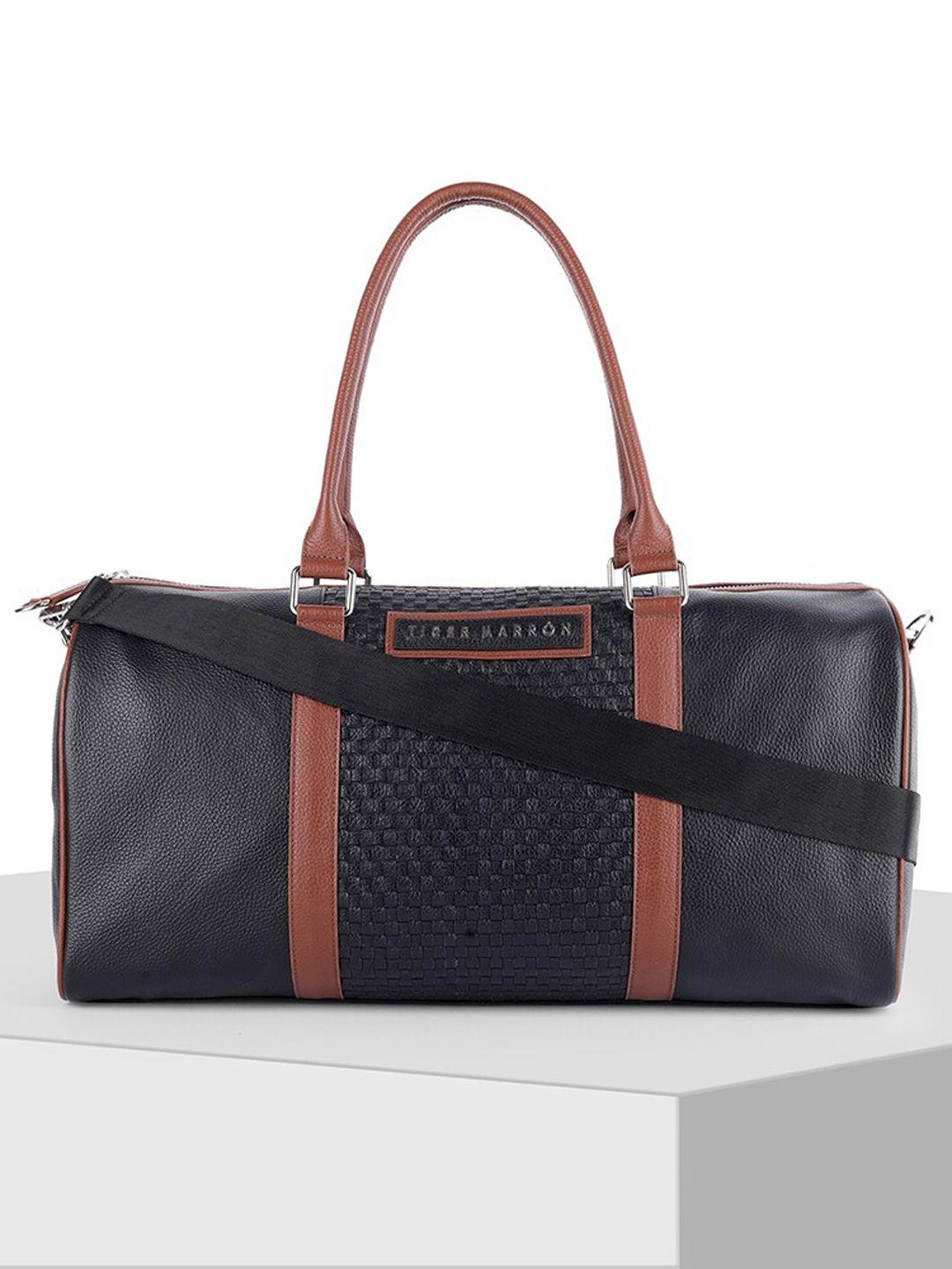 tiger marron textured leather duffle bag