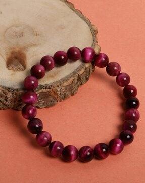 tiger-eye stone beaded stretch bracelet