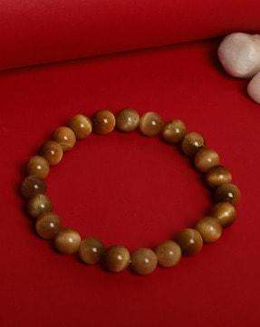 tiger-eye stone beaded stretch bracelet