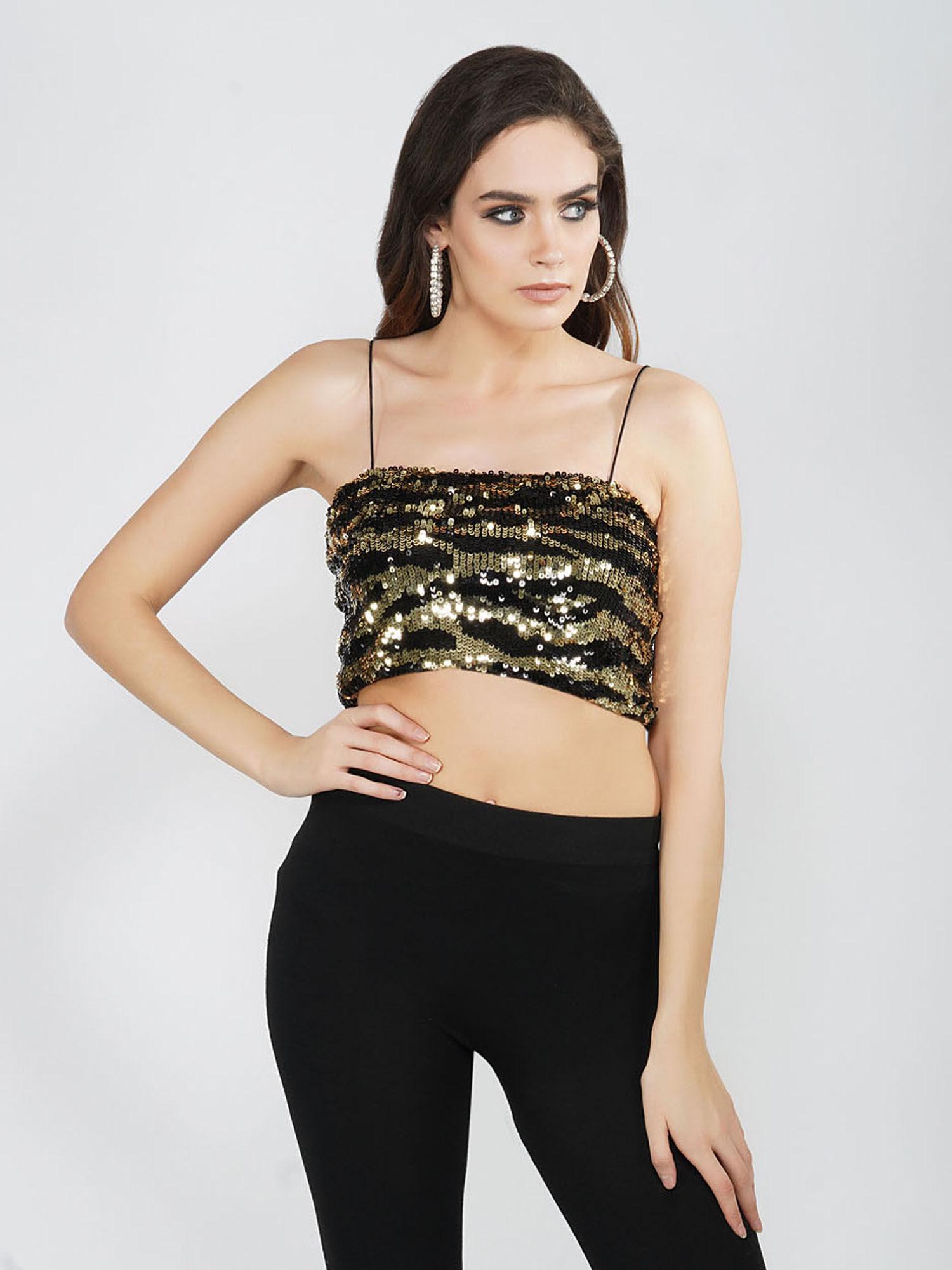 tiger gold strappy tank top