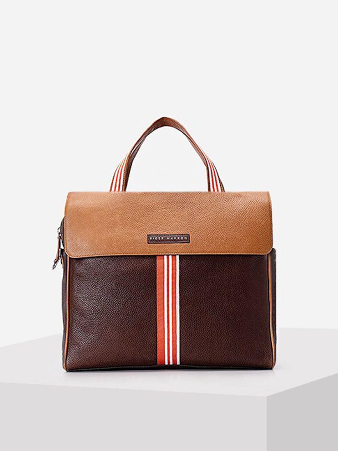 tiger marron leather laptop bag