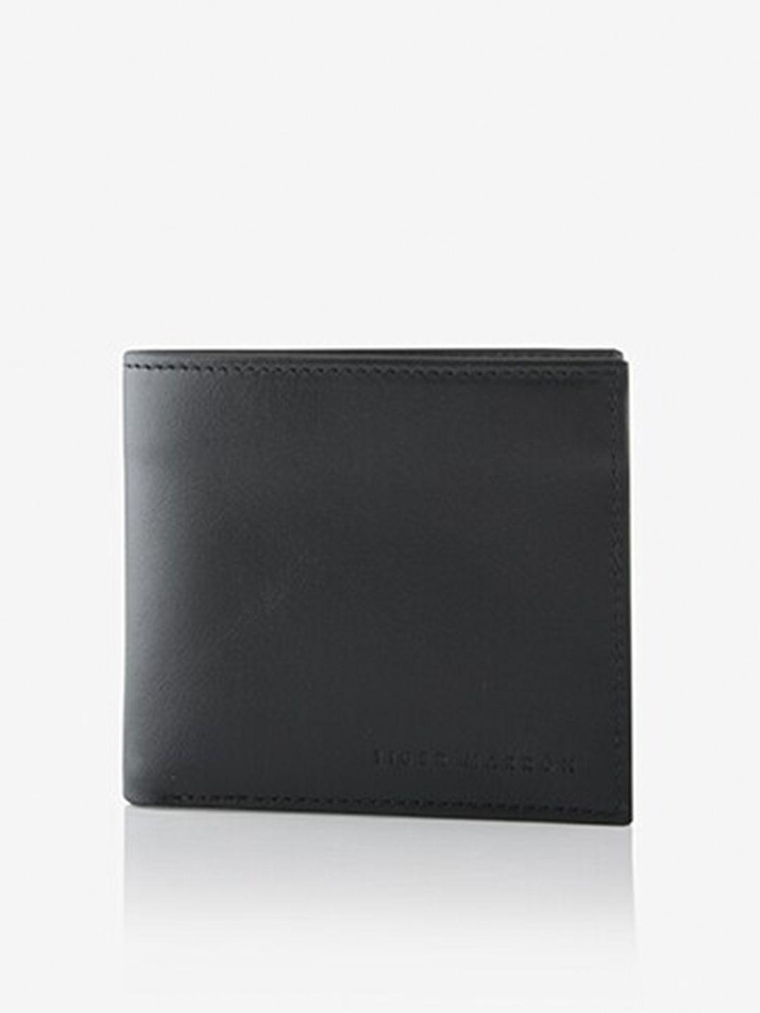 tiger marron men black leather two fold wallet