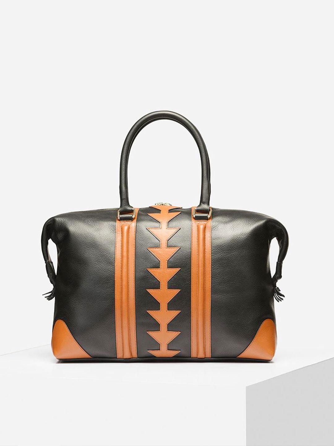 tiger marron printed leather laptop bag