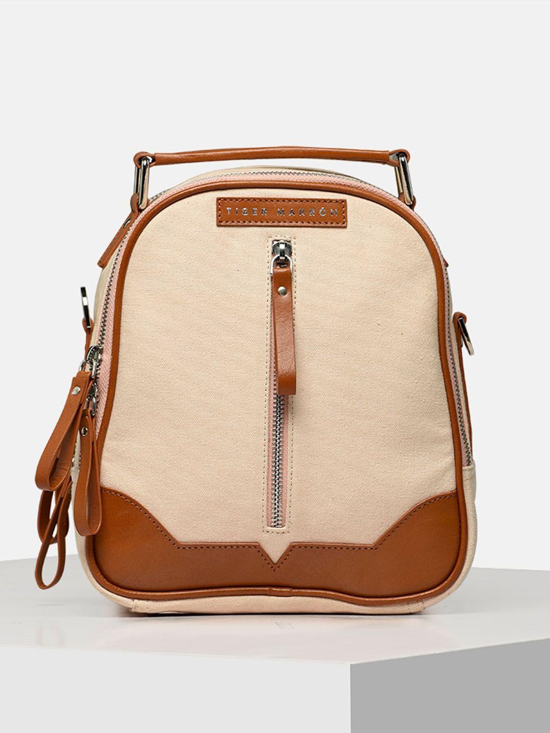 tiger marron women contrast detailed medium size backpack