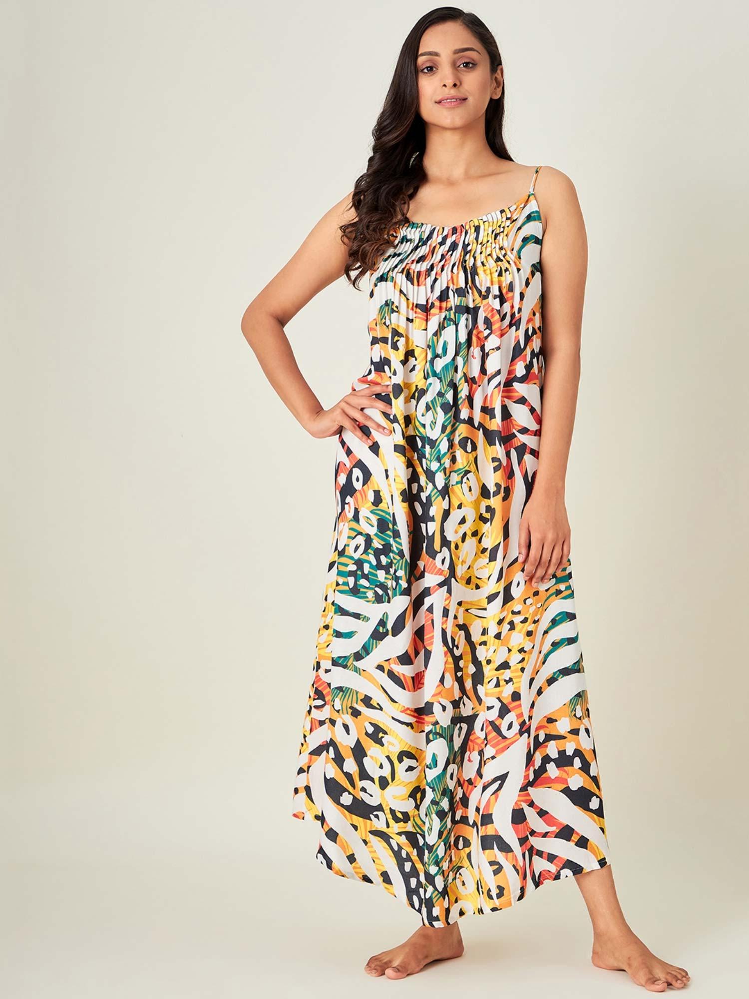 tiger tropical nightdress - multi-color