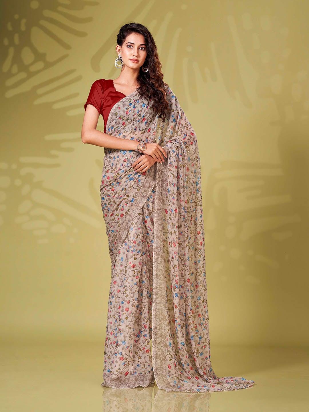 tikhi imli floral printed ready to wear saree