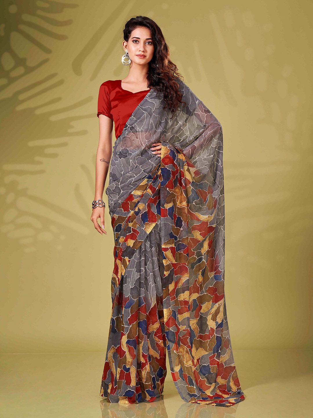 tikhi imli abstract printed poly georgette ready to wear saree