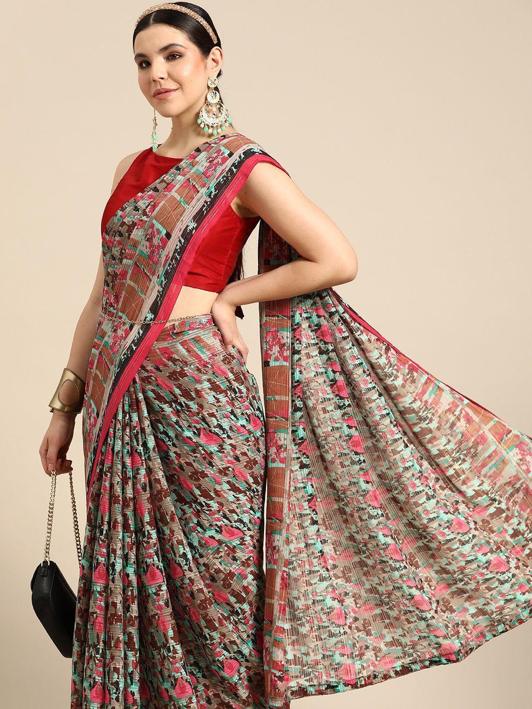 tikhi imli abstract printed saree