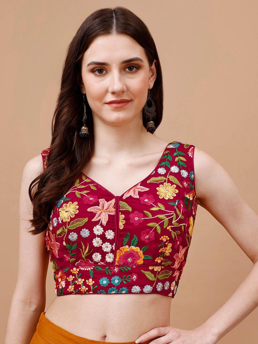 tikhi imli embroidered georgette saree blouse